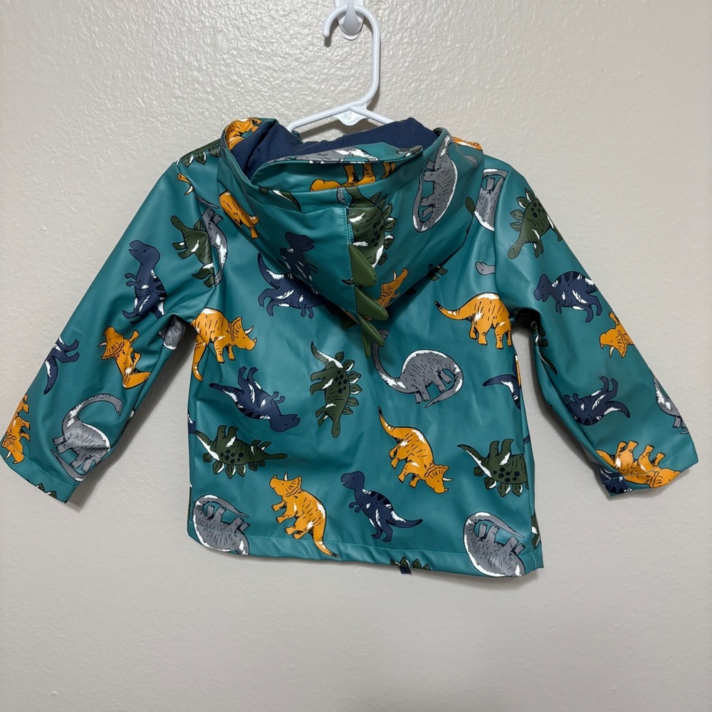 Little Me Dino Rain Jacket Toddler Boys 2T Waterproof Dinosaur Coat - Picture 3 of 6